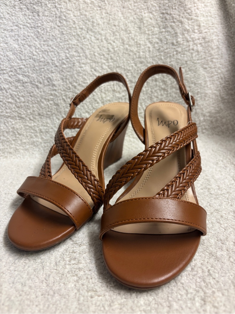 Women's Brown Braided Strap Wedge Sandals size 7